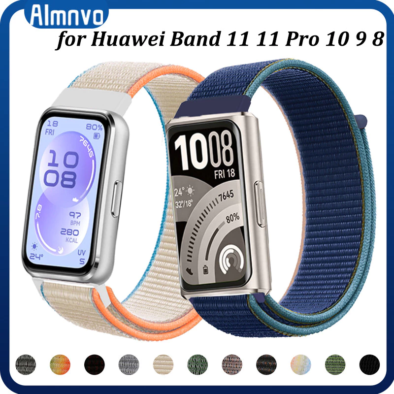 สายรัดกีฬาไนลอนหลอง for Huawei Band 11 11 Pro สายรัดข้อมือเปลี่ยนสายรัดข้อมือ for Smartwatch Huawei Band 10 9 8 NFC