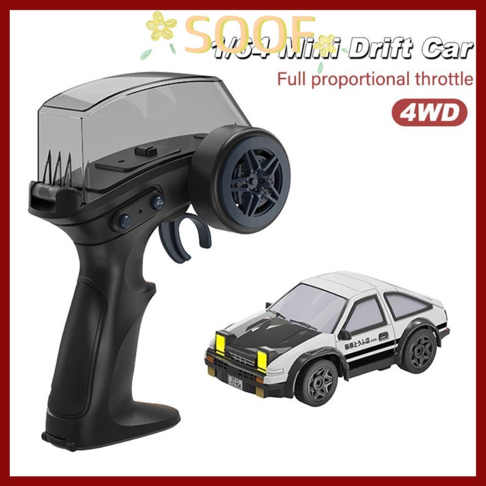 SOOF RC Drift Car, พลาสติก 1/64 MINI AE86 RC Stunt Car, Racing กีฬาไฟฟ้า Black & White รถของเล่นผู้ใ