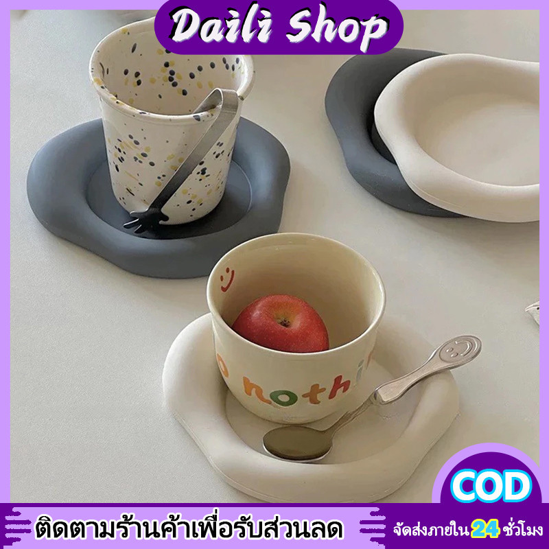 DAILY ที่รองแก้วกาแฟทนความร้อนไม่สม่ําเสมอซิลิโคนแผ่นรองจานรูปเมฆตกแต่งบ้าน INS