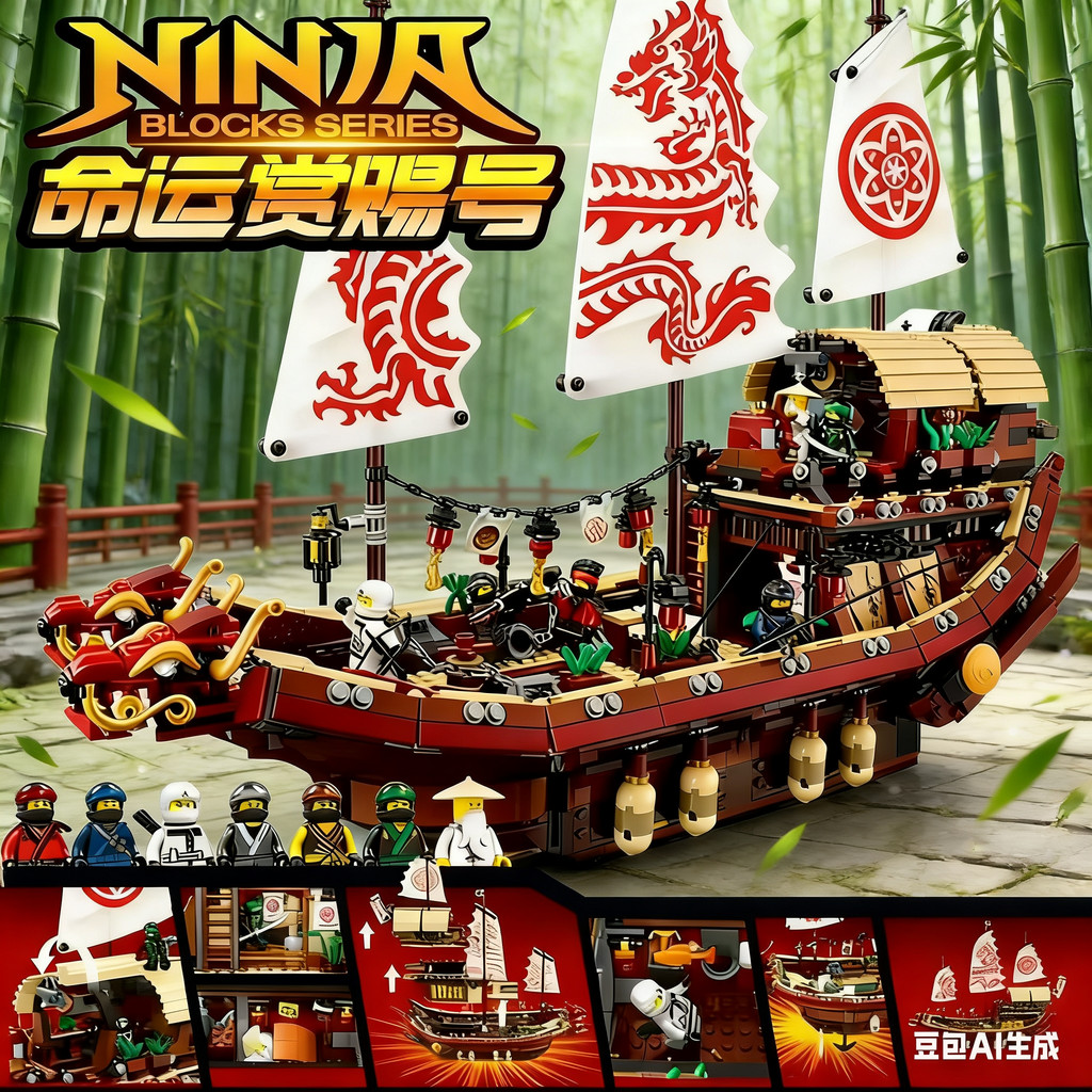 เลโก้ ninjago New Phantom Ninja Series Destiny Reward Gift No. Great Showdown Dragon Boat Chariot Dragon Boy ประกอบของเล่นบล็อกตัวต่อ
