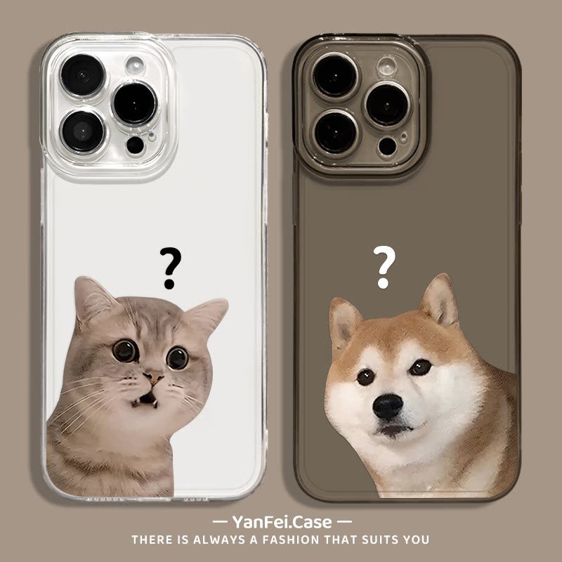 เครื่องหมายคําถามเหมาะสําหรับแมวสุนัข iqoo13 เคสโทรศัพท์ 12 โปร่งใส neo10pro oneplus 13t/ace5 Niche 