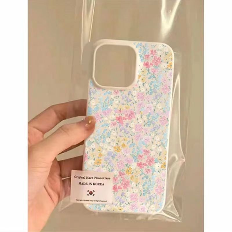 White Jelly Large Hole Pink Tender Floral Pattern เหมาะสําหรับ Apple 17/14/13promax เคสโทรศัพท์ 12/11 เคสโทรศัพท์