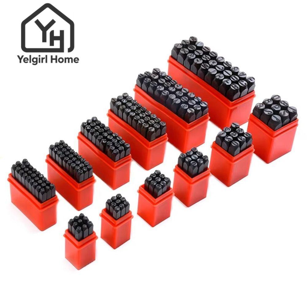 YELGIRLB Digital Letter Stamp, Steel 3-12.5 mm Letter & Number Stamp Punch, Punch Tools With Plastic