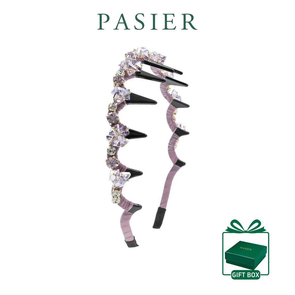 PASIER ที่คาดผมฝังเพชรเต็มชิ้น ดีไซน์คริสตัลเซอร์โคเนียหรูหรา สำหรับออกงาน KJ0008