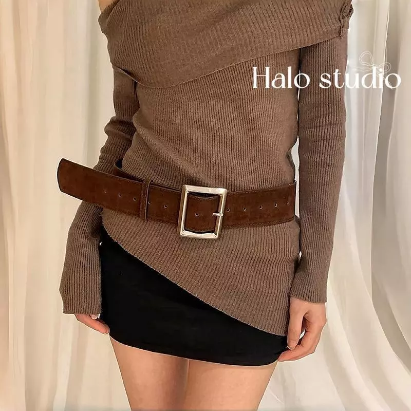 Halo studio พร้อมส่ง🔥เข็มขัดหนังเกาหลีรุ่นใหม่ สีเรียบ กระชับเอวดูเพรียว สำหรับผู้หญิง