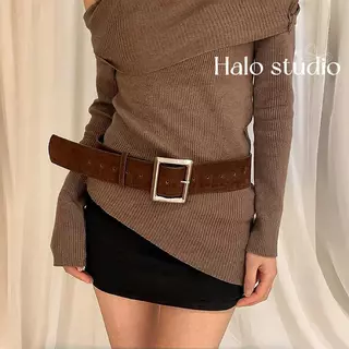 Halo studio พร้อมส่ง🔥เข็มขัดหนังเกาหลีรุ่นใหม่ สีเรียบ กระชับเอวดูเพรียว สำหรับผู้หญิง
