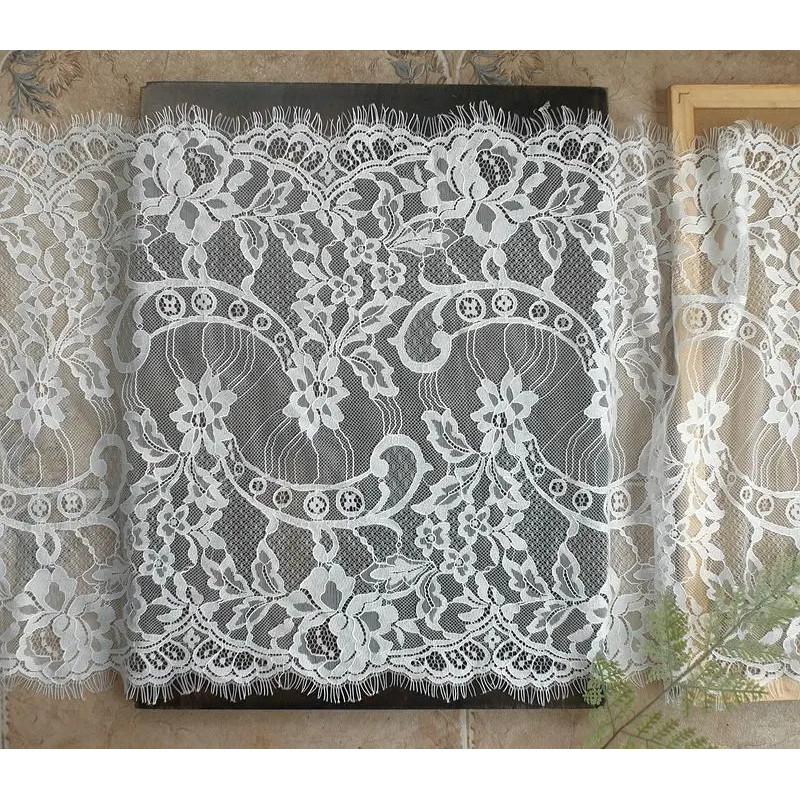 38cm wide high-end soft export eyelash lace black and white lace non-elastic eyelash fabric garment 