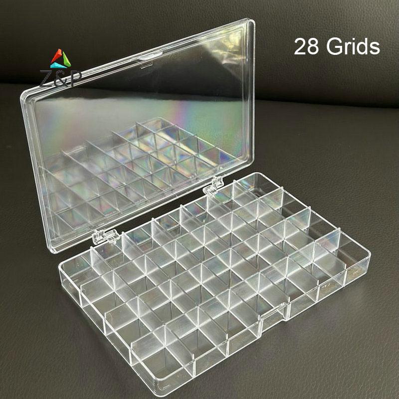 Z&P 28 กริดพลาสติกใส Organizer กล่อง, Craft Storage Container สําหรับลูกปัด Organizer, Desktop Organ