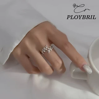 PLOYBRIL Fancy แหวนนิ้วมือ รูปใบมะกอก สีเงิน สีทอง ปรับได้ เครื่องประดับแฟชั่น สําหรับผู้หญิง J009