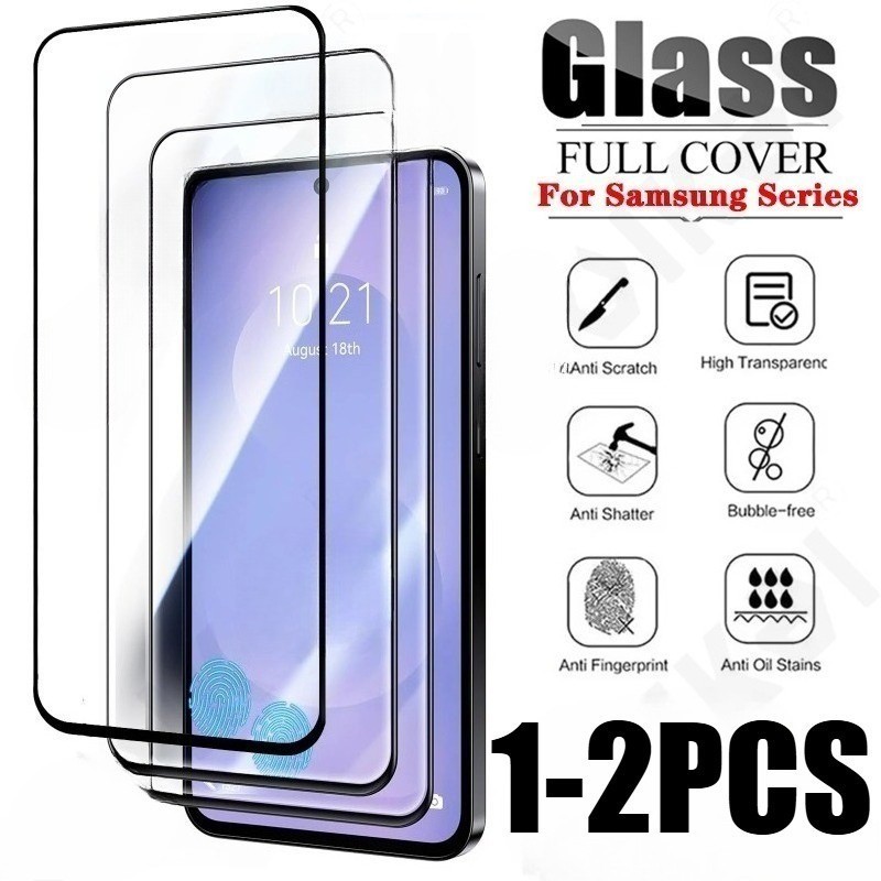 1-2Pcsระเบิดสีดําขอบผ้าไหมป้องกันหน้าจอสําหรับVivo Y20 Y20a Y20g Y20i Y20s Y21 Y21a Y21e Y21G Y21s Y