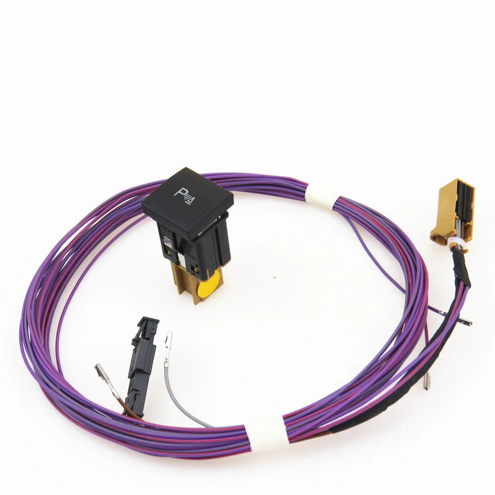 FHAWKEYEQ Radar Switch OPS Control Button + Cable Harness Connector Plug Pigtail For Golf MK6 Jetta 