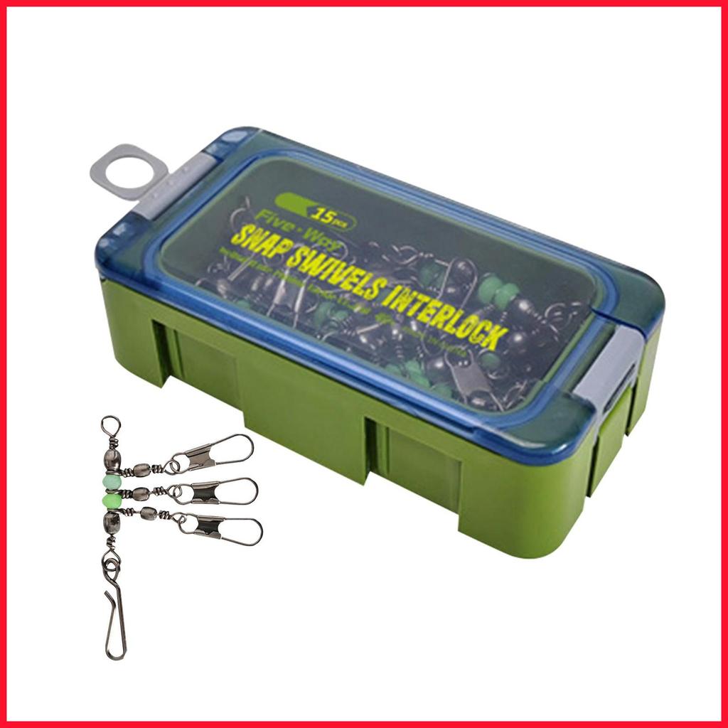 ตกปลาหมุน 15 ชิ้น Five Way Casting Tackle พร้อมกล่องเก็บ Five Way Lure Connector คลิปสําหรับน้ําเค็ม