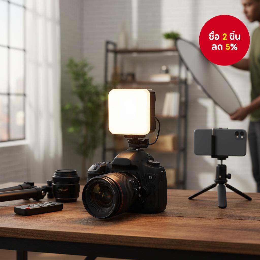 ไฟคลิปชาร์จไฟได้ PTZ ไฟวิดีโอคอลกล้องมือถือโคมไฟถ่ายภาพ 3 สี/RGB/ขาว