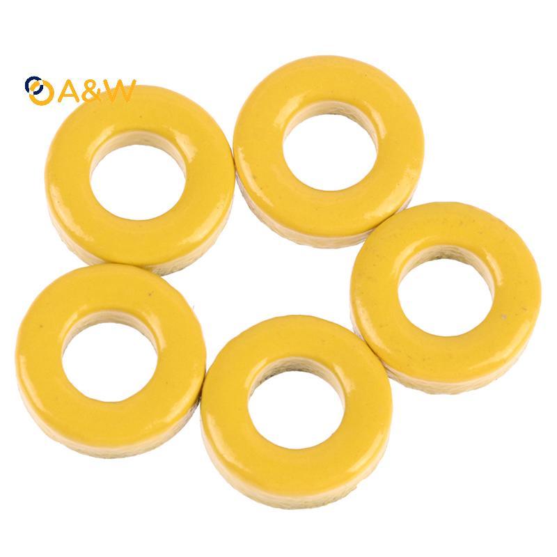 A&W T37-6 แกนผงเหล็ก 9.5*5.2*3.3 มม.AL=3.0nH/N2 8.5uo แกนฝุ่นเหล็ก Ferrite Toroid Core เคลือบสีเหลือ