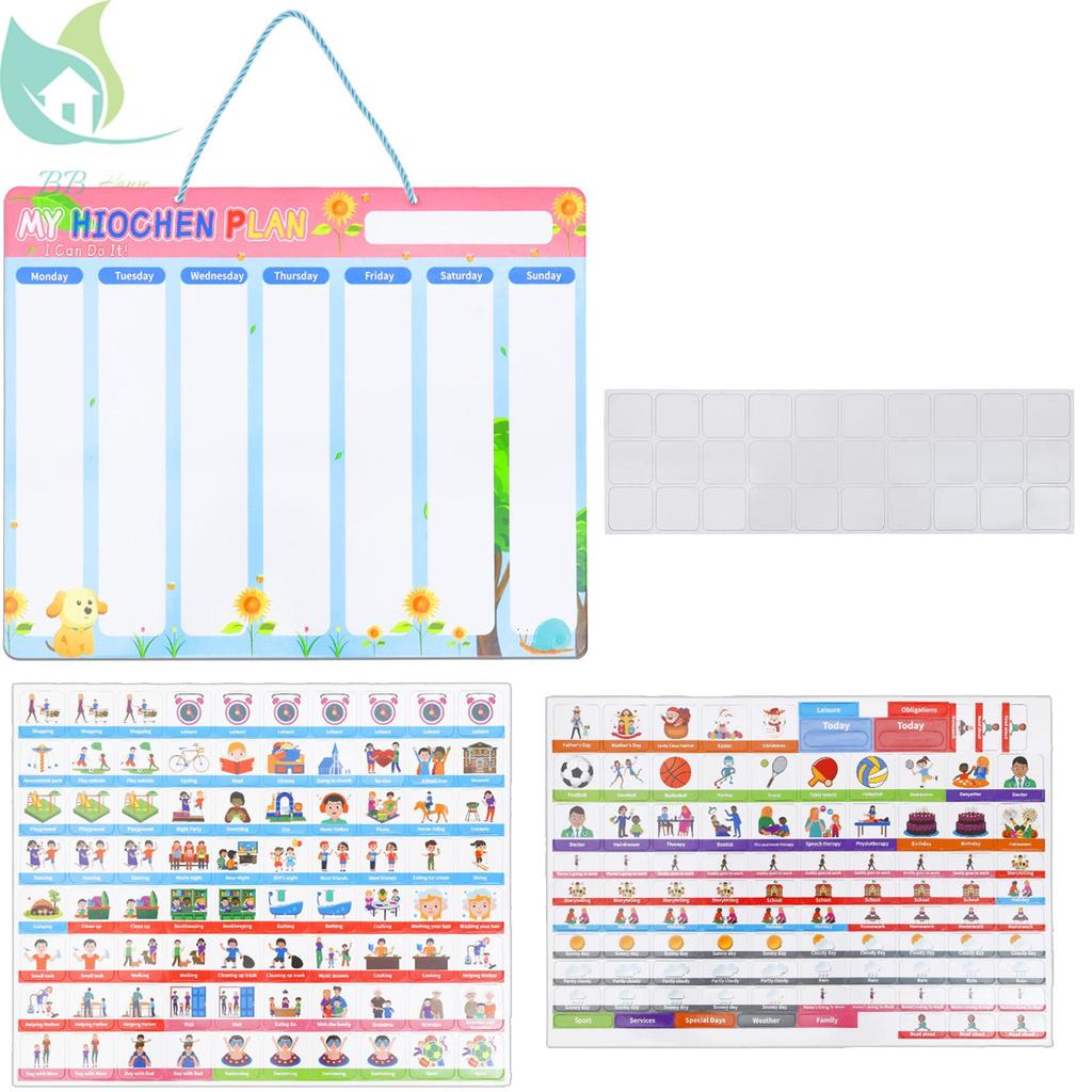 2 in 1 Weekly Schedule Chart Kid Visual Schedule พร้อมแม่เหล็ก Backing สําหรับ Home School โรงเรียนอ