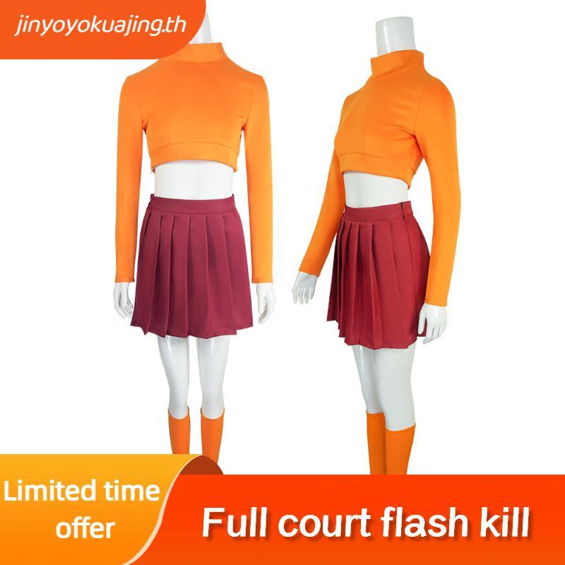 ชุดเครื่องแต่งกายคอสเพลย์ Dinkley Velma Scooby Doo สําหรับผู้ใหญ่