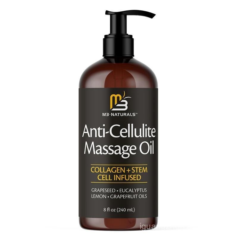 M3 Naturals Cellulite Massage Oil 8oz - Smooth the Appearance of Cellulite - Body Care & Care Massag