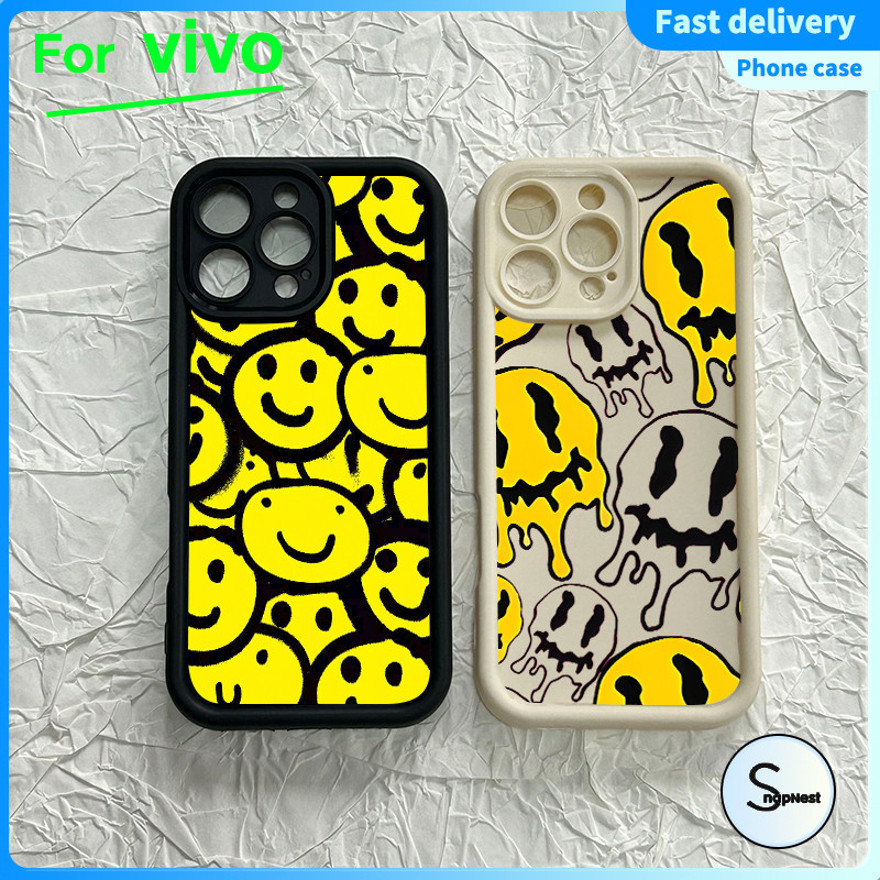 ปลอกสําหรับ vivo Y20 Emoji senyum kuning Y20i Y20s Y11S Y12S Y16 Y17 Y12/ Y15 Y11 Y12i Y27 5G Y36 5G