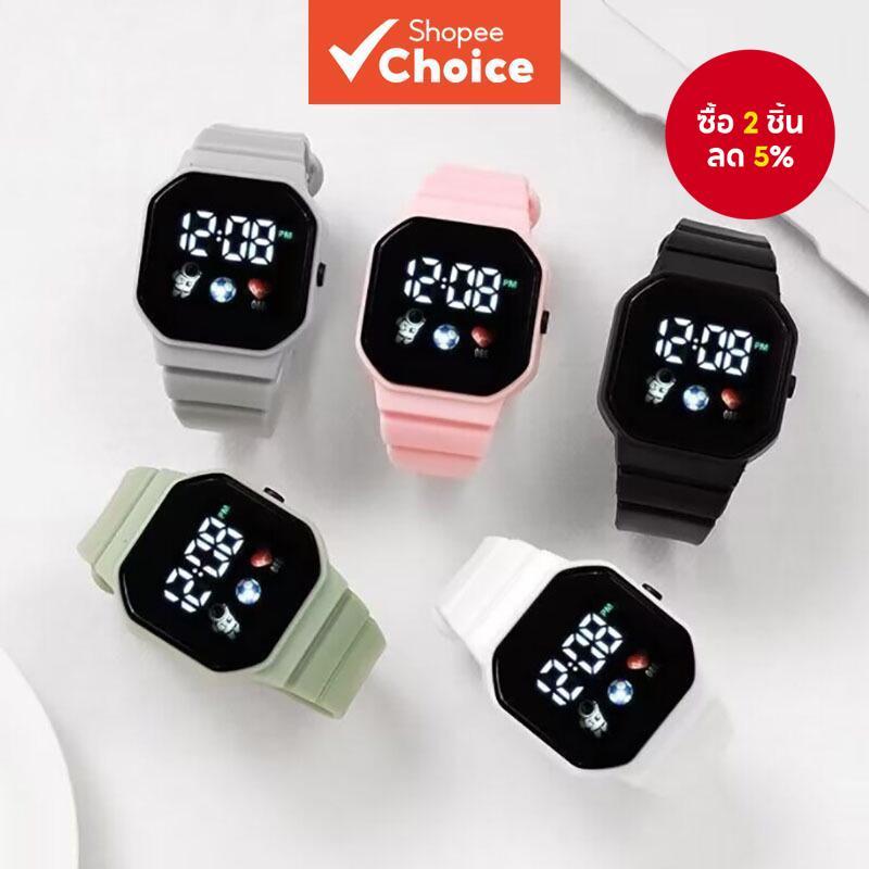 นักเรียนสตรีสไตล์ฮาราจูกุอวกาศธีมดิจิตอล นํา นาฬิกาหลายสีอินเทรนด์เก๋อเนกประสงค์สวมใส่ทุกวัน