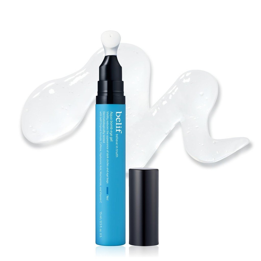 Belif Aqua Bomb Cooling Eye Gel - Caffeine & Hyaluronic Acid for Puffiness & Hydration, Niacinamide 
