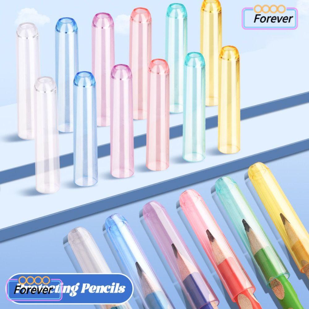 FOREVER 35 ชิ้น/กล่องดินสอ,โปร่งใสสีทึบดินสอป้องกัน,Multi-Functional ดินสอพลาสติก Nib ฝาครอบป้องกันของขวัญ