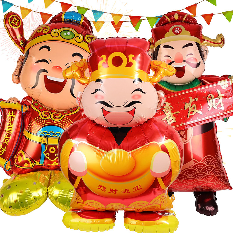 เทศกาลฤดูใบไม้ผลิจีนธีมบอลลูนยืน 3 มิติ-2026ม้าปีอวยพรโชคดีลูกโป่งอลูมิเนียมฟอยล์
