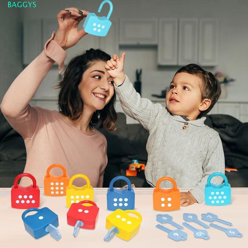 BAGGYS Number Lock Key Toys, Math Count ปลดล็อค Key Early Educational Toys, Boys Girls Plastic Solve