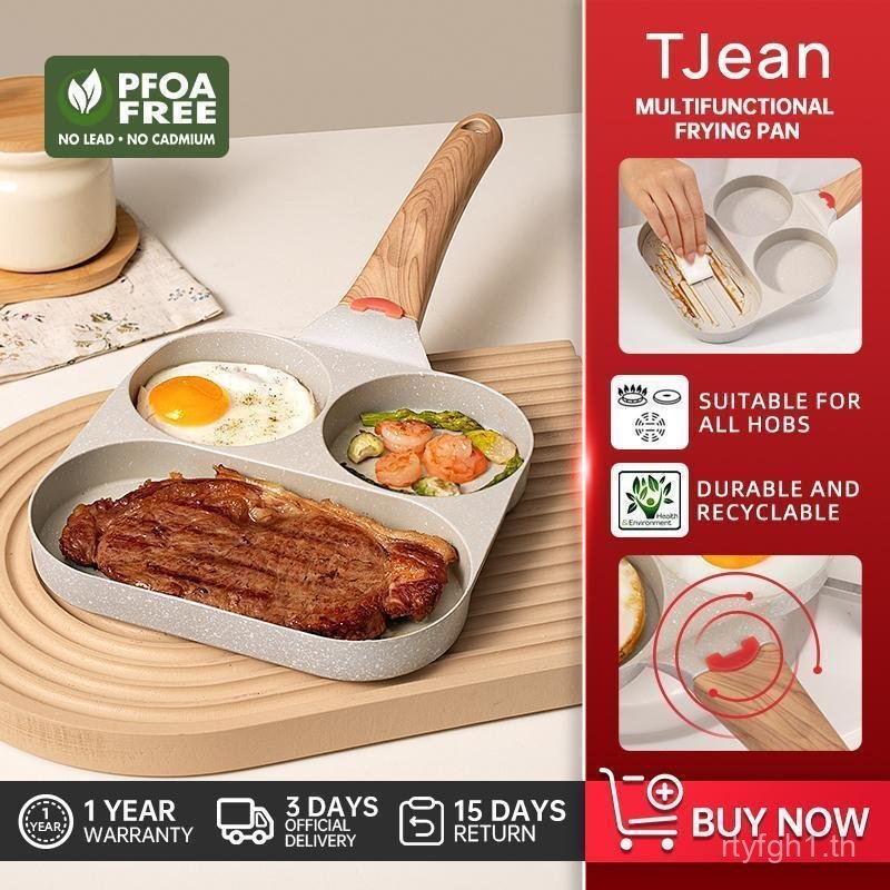 TJean Non Stick 4 in 1 Burger/กระทะไข่กระทะอาหารเช้า PFOA ฟรีมัลติฟังก์ชั่เหมาะสําหรับเตาทั้งหมด Die