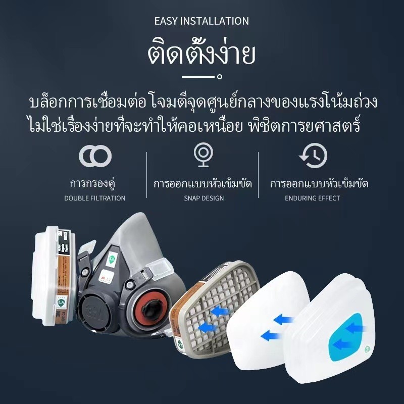 （ราคาขายส่ง+Bangkok）3M 6200 หน้ากากป้องกันแก๊ส 7 ชิ้น ป้องกันฝุ่น เครื่องช่วยหายใจทางเคม กรองฝ้าย 5N11 หน้ากากสเปรย์ แผ่ - รูปที่ 2