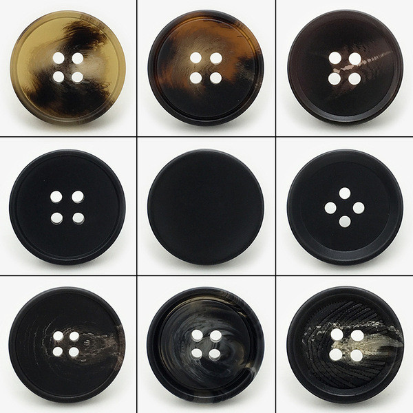 gq official store เสื้อเชิ้ตผู้ชาย แขนยาว ปุ่มเรซิ่นขนาดใหญ่สีดำสำหรับเสื้อกันลม ใช้งานได้ทั้งผู้หญิ