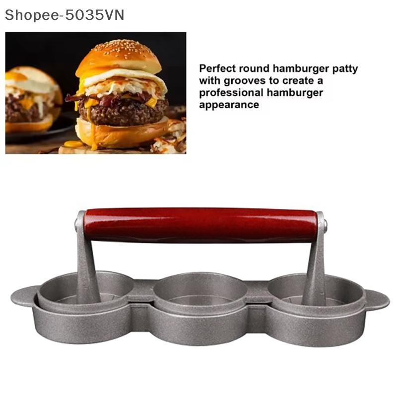 {AKIN} Mini Hamburger Presses Nonstick 3 Slot Small Burger Patties Press Triple Beef Burger Maker Mo