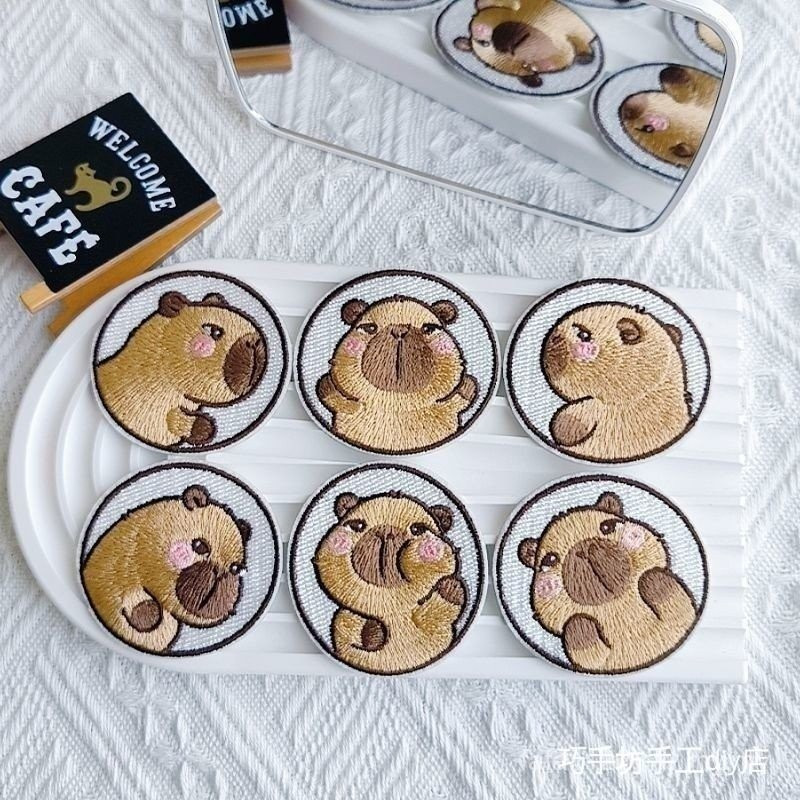 PATCH ผ้า PATCH PATCH Capybara Capibara ปักผ้า PATCH ลงแจ็คเก็ตหลุมซ่อม PATCH เสื้อผ้ากระเป๋าตกแต่ง 