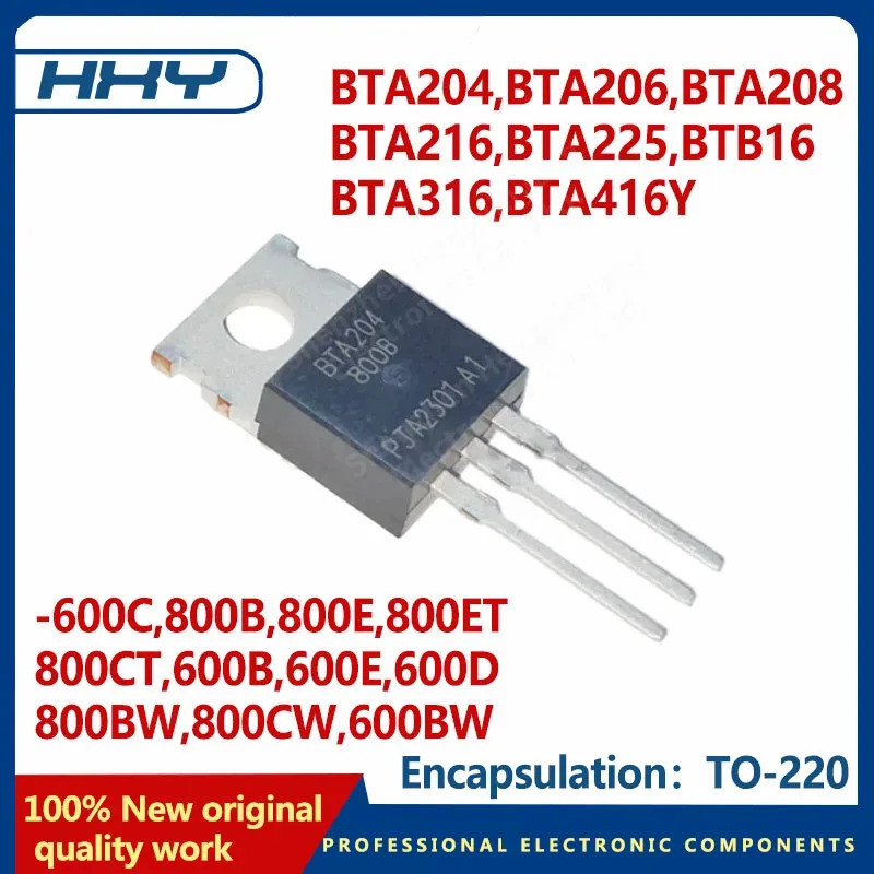 5PCS BTA204 BTA206 BTA208 BTA216 BTA225 BTB16 BTA316 BTA416Y-800B 600C 800E 800ET 800CT 600B 600E 600D 800BW 800CW 600BW 600BW 600BW 600B 600B 600B 800CW ทรานซิสเตอร์ Field Effect-220