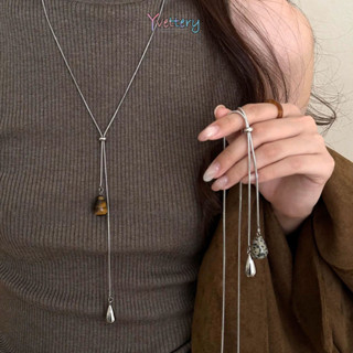 ร้านค้าไทย🔥สร้อยคอหินตาเสือ พู่จี้หยดน้ำ วินเทจแฟชั่น ยาวโซ่…