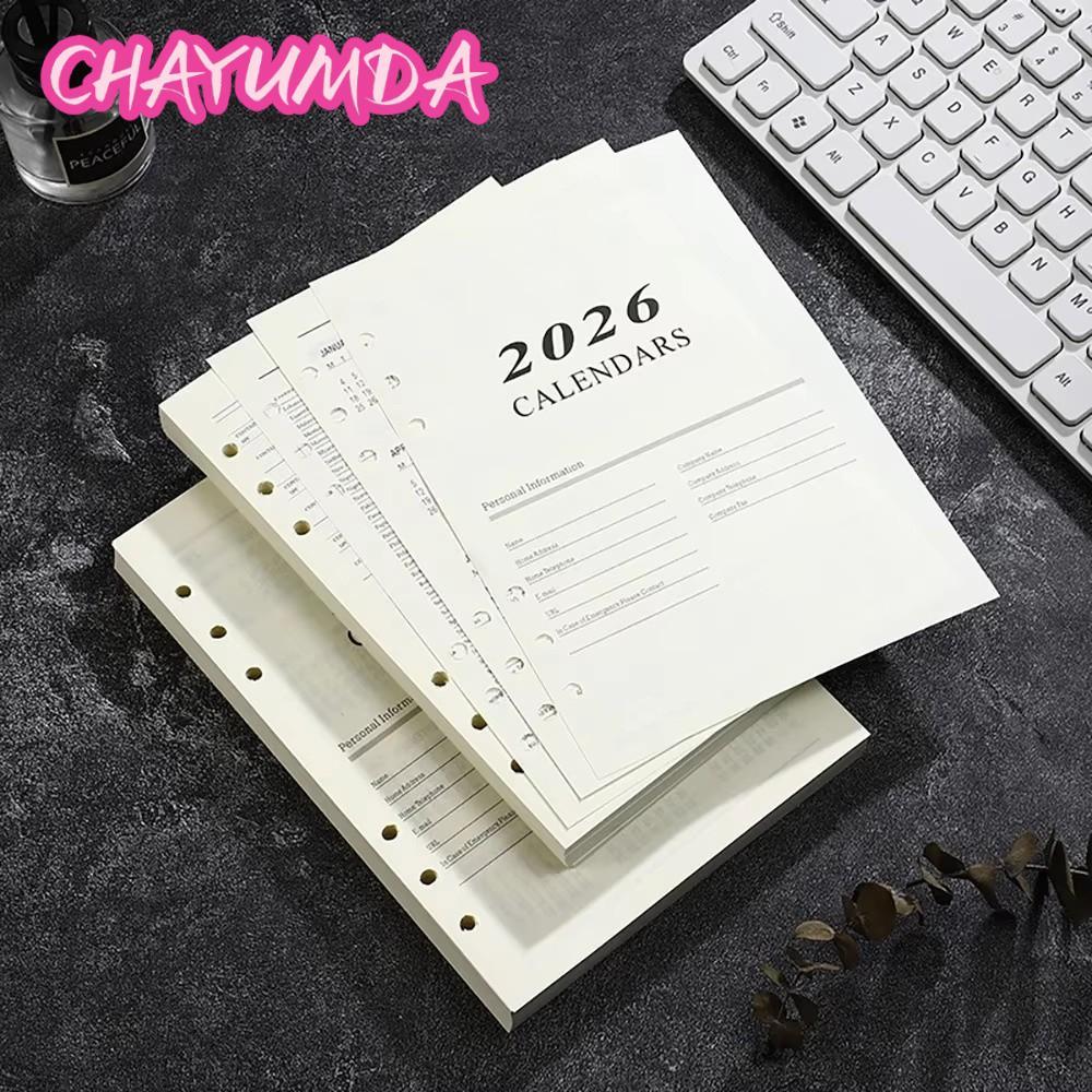 CHAYUMDA Binder หน้าด้านใน, แผ่น Perforated Refill Page A5 Notebook, ทนทาน Daily Planner Loose Leaf 