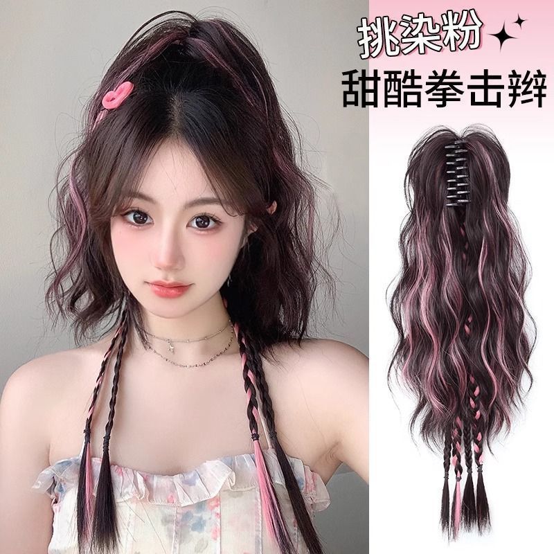 กล่องมวย Braids หางม้าปลอม Braids หญิงหางม้าจําลองคลิปผม Half-Tie หางม้าสูง y2 Twist Boxing Braids ห