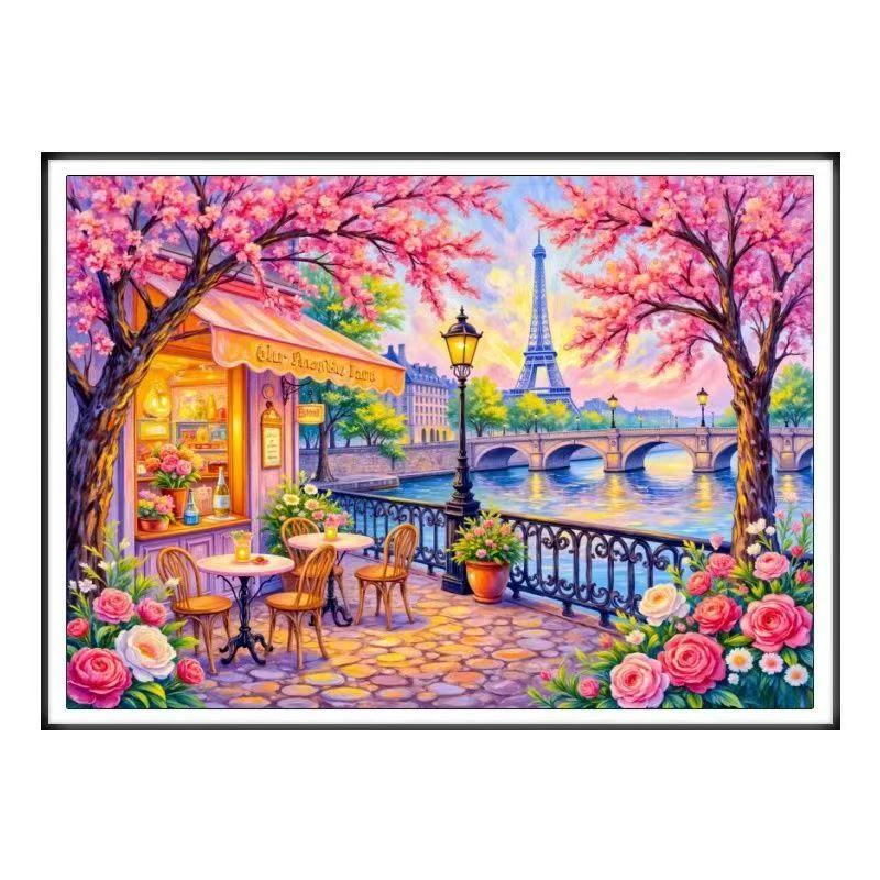 【80x65cm-9CT】ปักครอสติสสไตล์ใหม่ยุโรปปารีสภูมิทัศน์หอไอเฟลห้องนั่งเล่นตกแต่งมือเย็บปักถักร้อย ราคา ถูกที่สุด ดีลบีเคเค แกลเลอรีภาพที่ 5