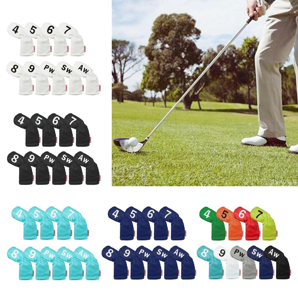 arutoxalc 9-Piece Golf Iron Headcover Set สำหรับไม้หมายเลข 4-9, PW, SW, AW กันกระแทกด้วยวัสดุ PU