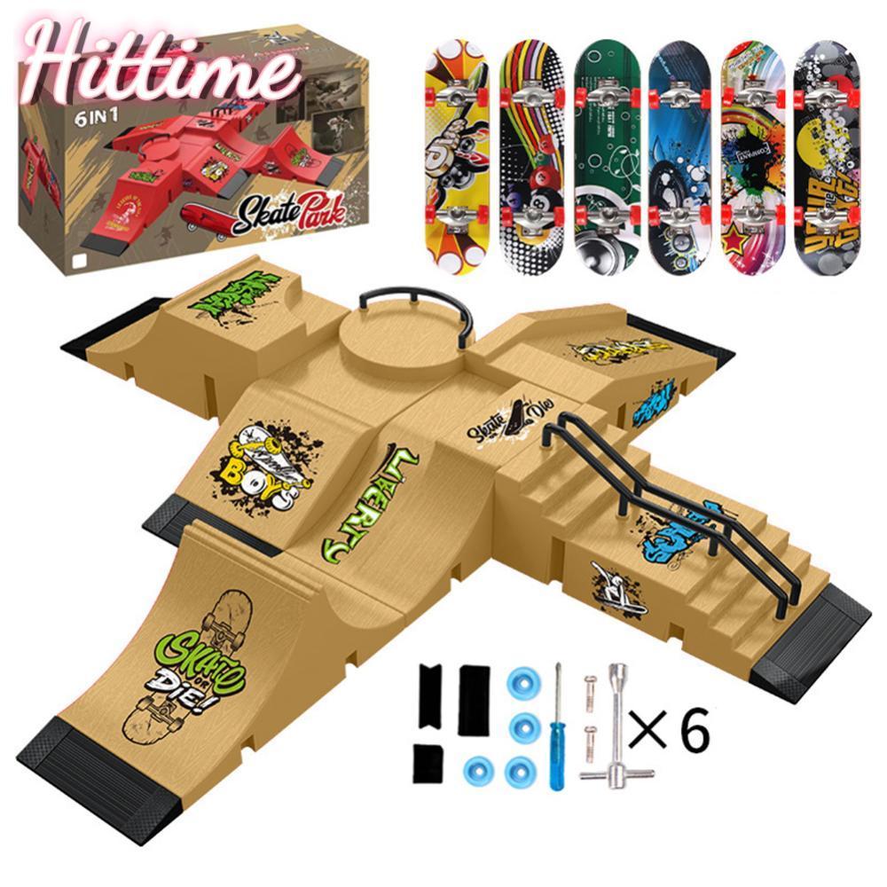 HITTIME สเก็ตบอร์ดนิ้วมือสเก็ต Park ชุดอุปสรรค Course Fingerboard สมจริงจําลองแบบพกพาชุด Professiona