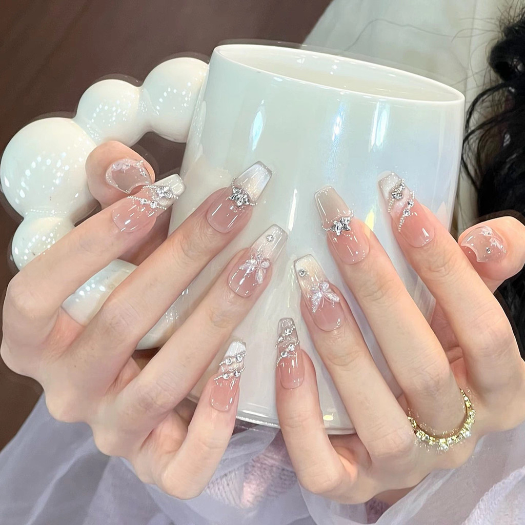 [CORAL SEA] 100 รูปแบบ Ice Transparent Powder Series Cats Eye Sweet Desire บรรยากาศแต่งเล็บ High-End สติ๊กเกอร์ติดเล็บสไตล์ใหม่เล็บปลอมทําด้วยมือเล็บสวมใส่