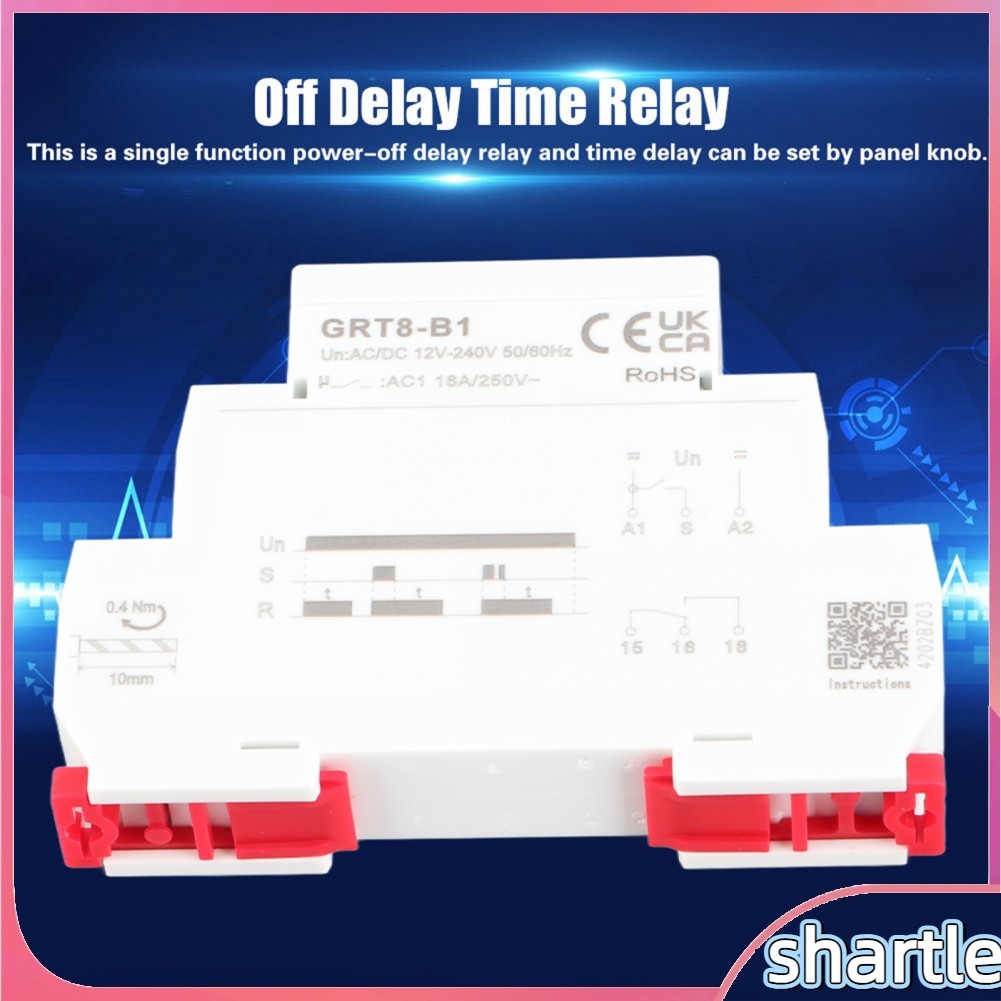 Shartle-th Shartle-th GRT8-B1 AC/DC 12V-240V รีเลย์เวลาหน่วงเวลา Mini Power Off ประเภทราง DIN พร้อมไ