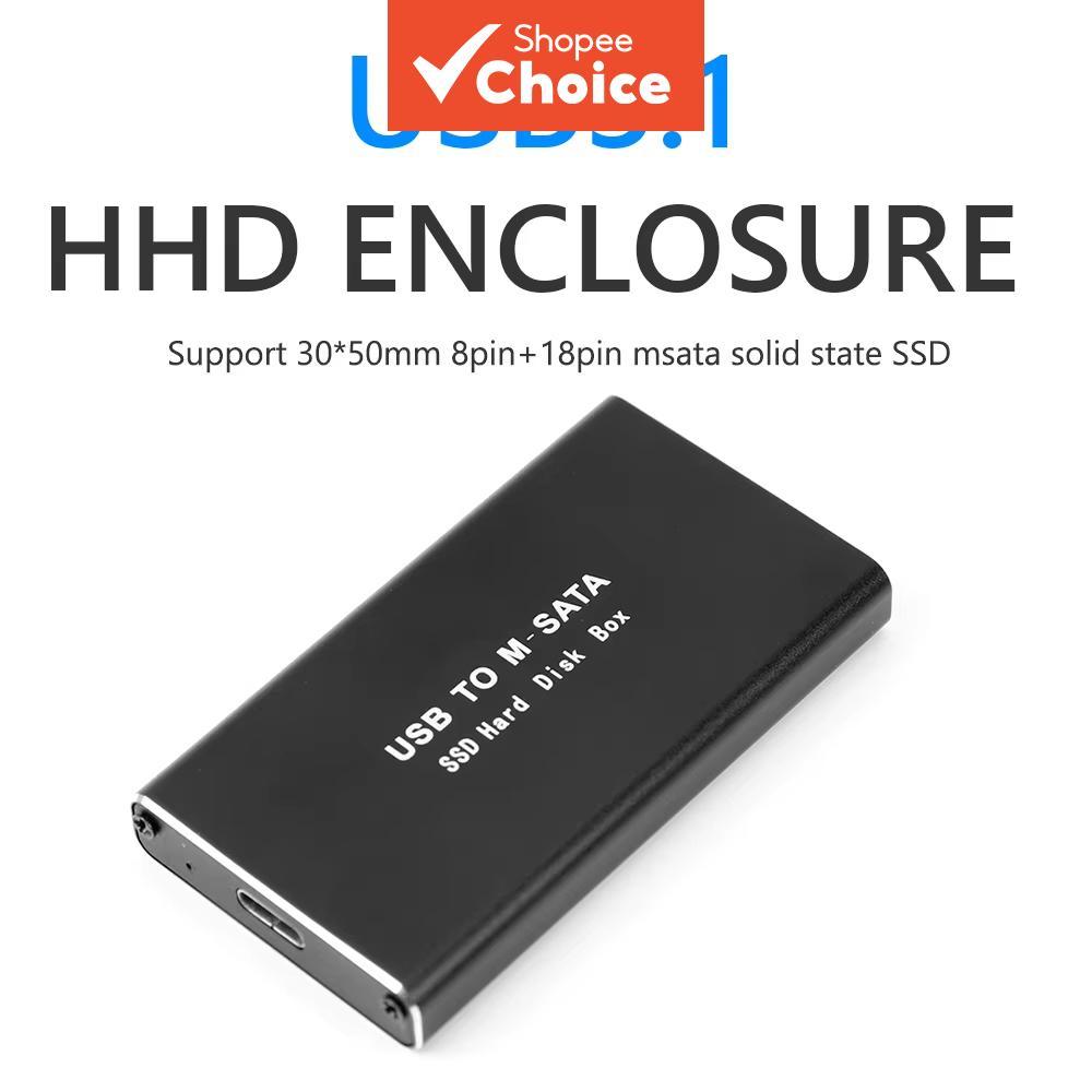 MSATA เป็น USB 3.1 SSD กรณีภายนอก HD ฮาร์ดไดรฟ์ดิสก์ Enclosure Storage mini SATA SSD กล่อง