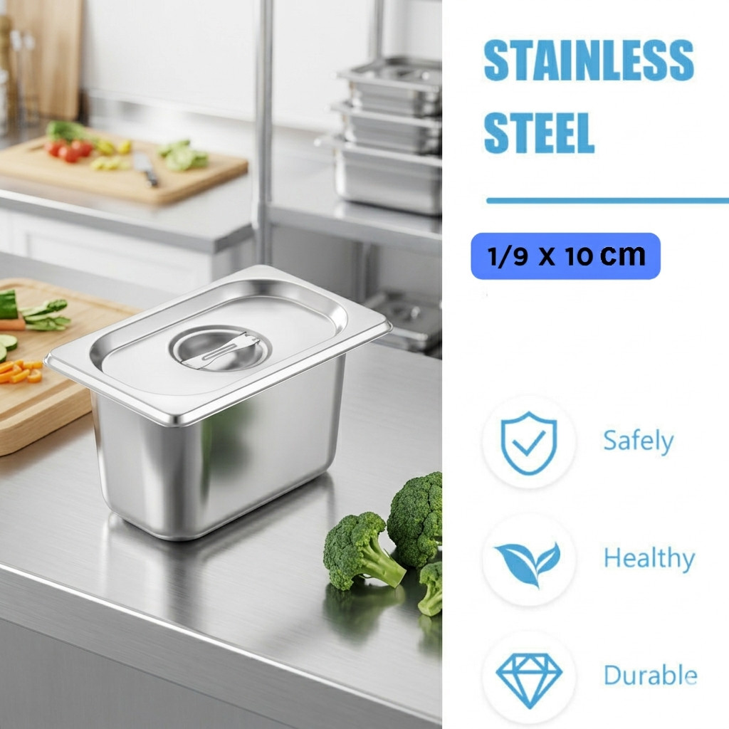 One Two Cups Food Container Stainless Steel Buffet Food Container - GN-201 | ตลาดสด