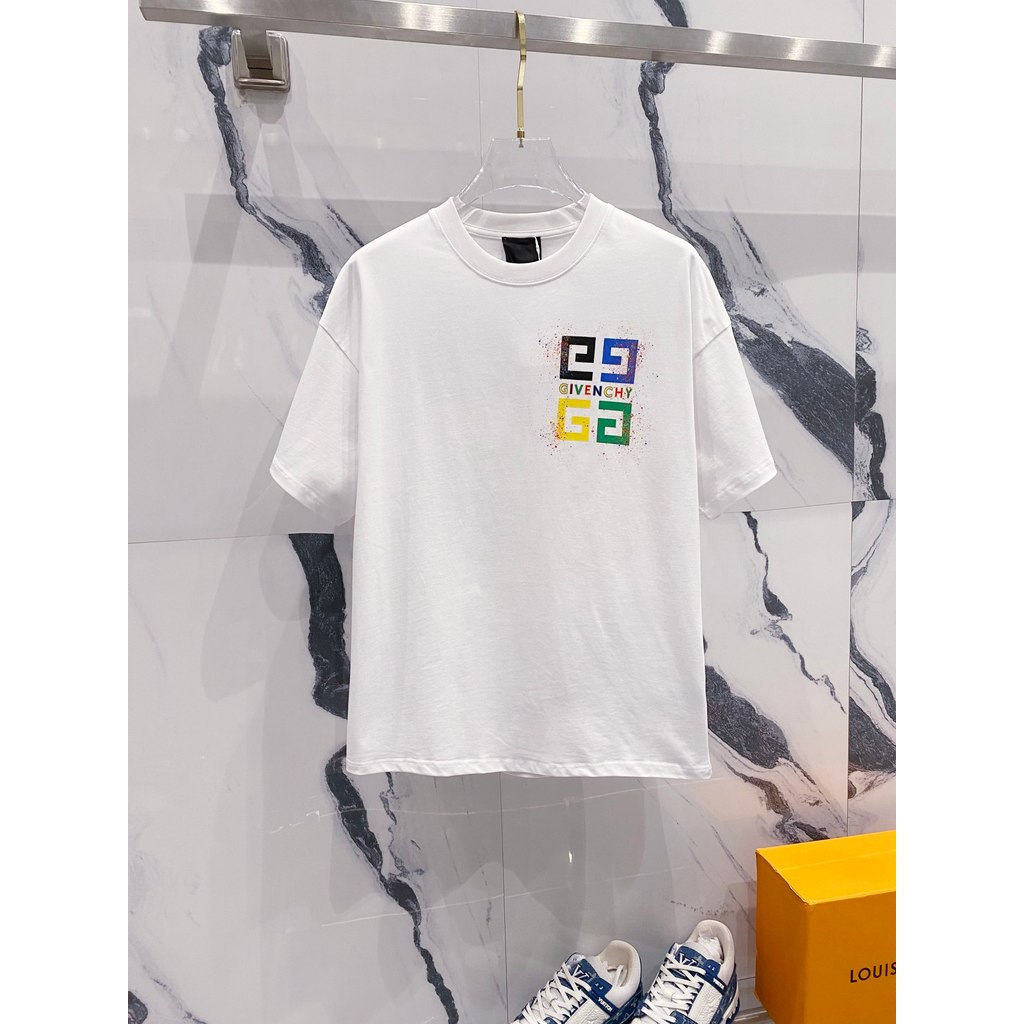 GIVENCHY/GIVENCHY/6XL คลาสสิกรอบคอแขนสั้นเสื้อยืดผู้ชายผู้หญิงสไตล์ผ้าฝ้าย 100% ที่กําหนดเองเคาน์เตอ