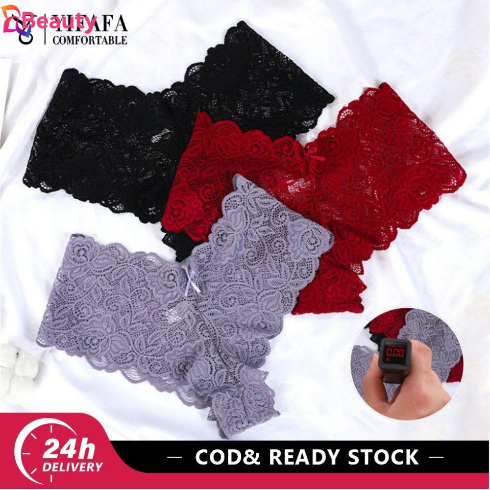 【Delivery 2-3 days】3 pcs Lace Panties For Women Mesh Women's Underwear Triangle T-pants Women's Low 