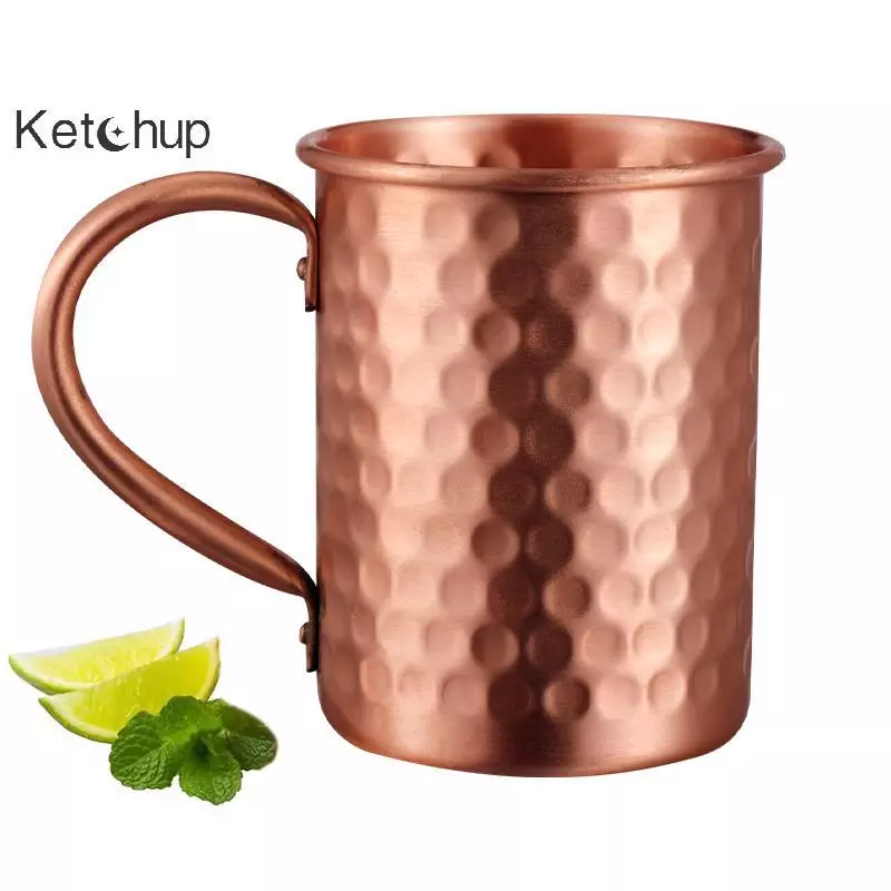 [Ktchup-t] 500ml 100% ทองแดง Moscow Mule Mug Cotail ถ้วยไวน์ตอกทองแดงแก้วเบียร์แก้วกาแฟถ้วยนมบาร์ถ้วย Drinkware สแตนเลสทนทานดี