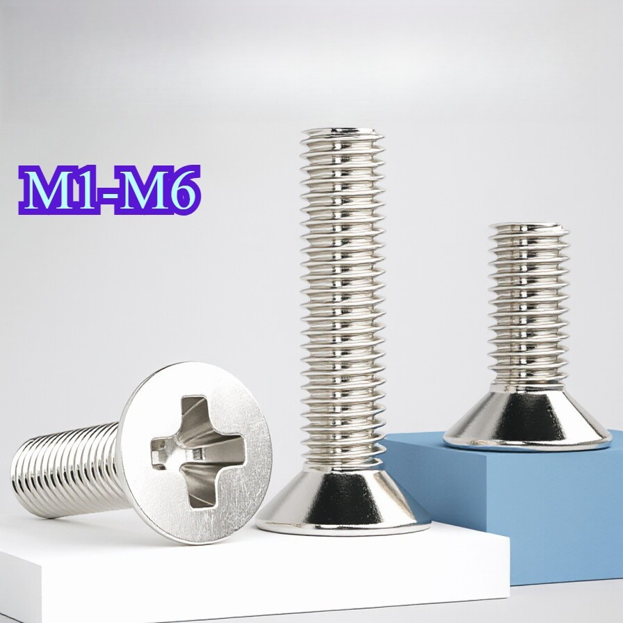 สกรูหัวจมข้ามชุบนิกเกิลดิจิตอลสกรูหัวแบนโน้ตบุ๊ค M1-M6 WY
