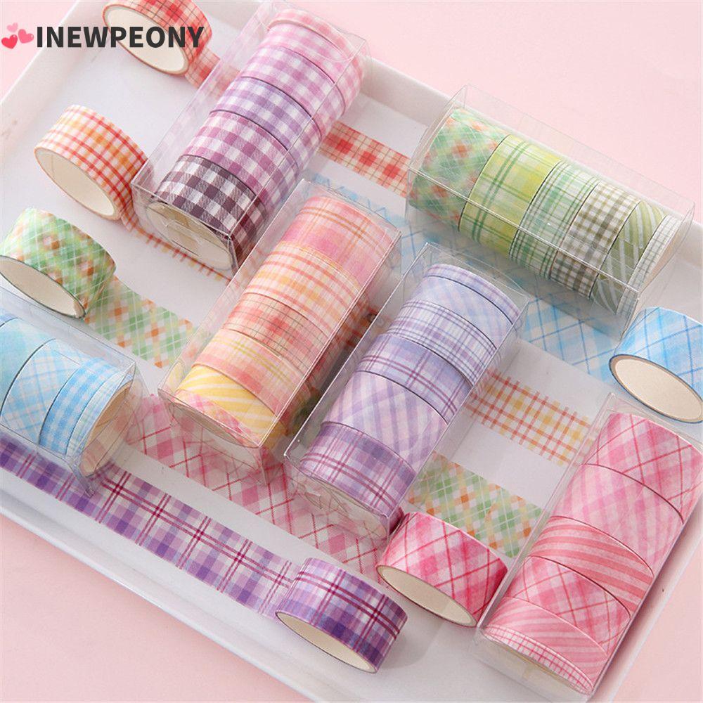 INEWPEONY 6 ม้วน/กล่องชุดเทป Washi DIY ไดอารี่ริบบิ้นตกแต่งเครื่องเขียนกาว