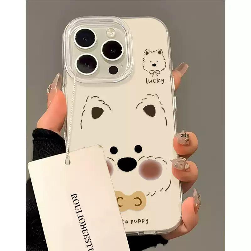 เคสไอโฟน เคส iPhone 17/16/15 Pro Max 14 13 12 11 Pro Max พื้นขาวเนื้อครีม ลาย Puppy – ดีไซน์สุดฮิต ทุกวัย
