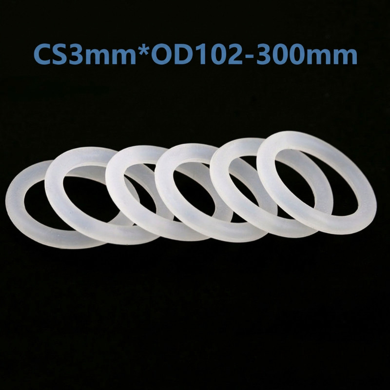 O-ring ปะเก็น CS3mm*OD102-300mm O-ring แหวนซิลิโคนสีขาวซีลเกรดอาหารแหวนยางกันน้ําปะเก็นยืดหยุ่น1124-